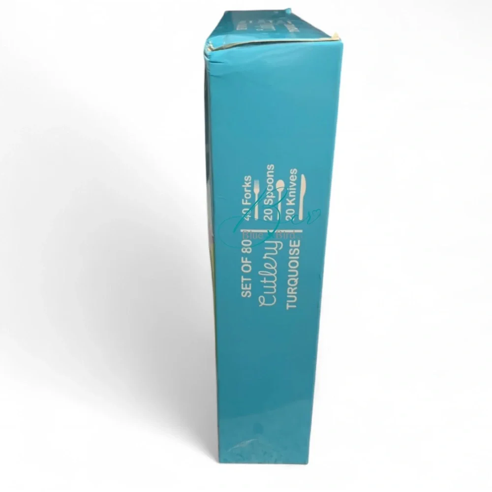 Set of 80 Turquoise Party Cutlery Set
